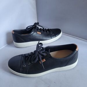 ECCO Shoes mens Sz 11  Sofft 7 Casual Sneakers Black Leather Lace up Low Top